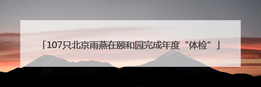 107只北京雨燕在颐和园完成年度“体检”