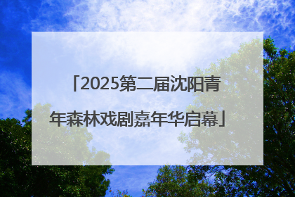 2025第二届沈阳青年森林戏剧嘉年华启幕