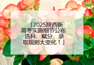 2025陕西新高考实施细节公布 选科、赋分、录取规则大变化！